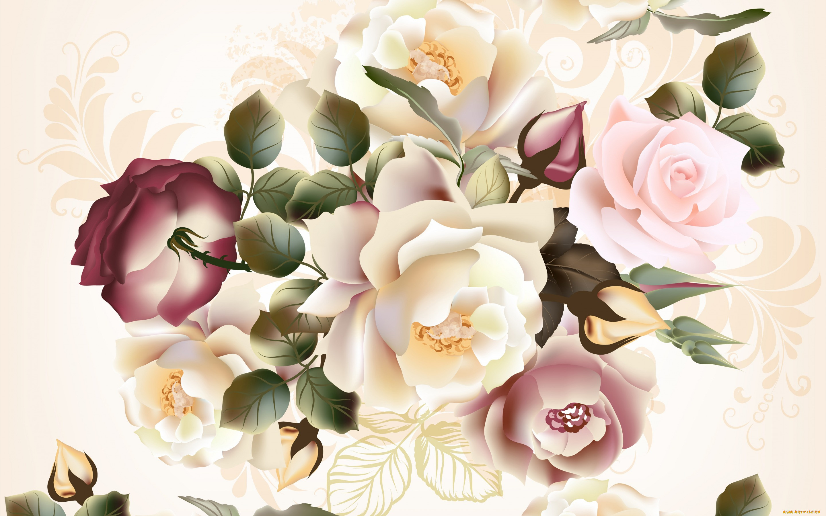  ,  , flowers, seamless, , , roses, pattern, 